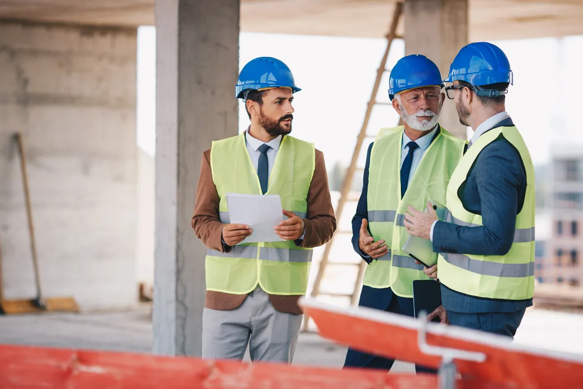 ARK Engineering team reviewing plans at a commercial jobsite